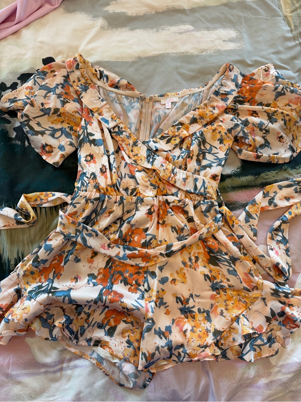 Vici Off the Shoulder Floral Ruffle Romper